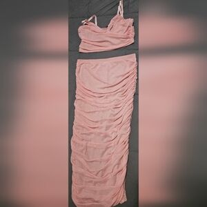 Fashion Nova Pink Ruched Skirt Set